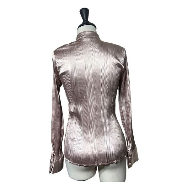 Puane Crinkle Ruffled Blouse with Pearl Buttons Size M - Picture 4 of 5